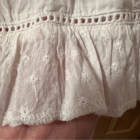 Linen Cottage Core Whimsy Fairy Peasant Button-up Bell Sleeve Ruffled Blouse - Picture 4 of 15